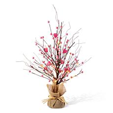 Pink Berry Table Tree with Warm White Lights 20"H