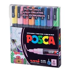 Posca 8-Color PC-3ML Fine Glitter Colors Paint Marker Set