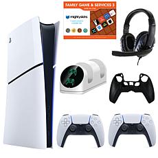PS5 Slim Digital Console w/White DualSense Controller Bundle
