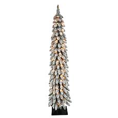 Puleo International 4' Flocked Alpine Pencil Artificial Christmas Tree