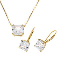 Radiance by Absolute™ 19.70ctw Asscher Cut Necklace and Earrings Set