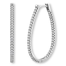 Radiance by Absolute™ Platinum-Plated 1.47ctw Oval Hoop Earrings