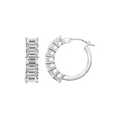 Radiance by Absolute™ Platinum-Plated Emerald Cut Mini Hoop Earrings