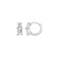 Radiance by Absolute™ Platinum-Plated Emerald Cut Mini Hoop Earrings 