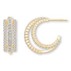 Radiance by Absolute™ Round and Baguette Triple-Row Hoop Earrings