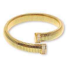 Radiance by Absolute™ Stainless Steel Pavé Ridged Bypass Bracelet