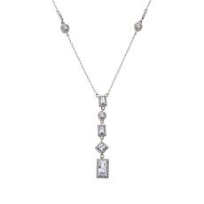 Radiance by Absolute™ Sterling Silver Multi-Shaped CZ Y-Drop Necklace