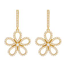 Radiance by Absolute™ Sterling Silver Pavé Daisy Drop Earrings
