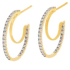 Rarities 0.68ctw Diamond Gold-Plated Hoop Earrings