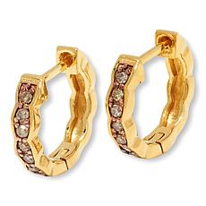 Rarities 1/4ctw Diamond Gold-Plated Wavy Hugger Hoop Earrings 