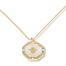 Rarities 18" Gold-Plated Gemstone Octagon Pendant Necklace