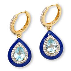 Rarities Blue Topaz and Clear Zircon Hugger Hoop Earrings