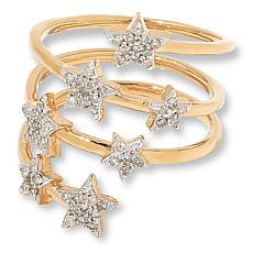 Rarities Gold-Plated 1/3ctw White Diamond Star Wrap Ring