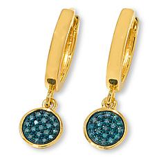 Rarities Gold-Plated 1/5ctw Diamond Hugger Hoop Dangle Earrings