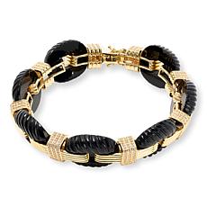Rarities Gold-Plated Black Onyx and White Zircon Link Bracelet