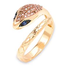 Rarities Gold-plated Champagne Diamond Snake Wrap Ring