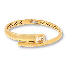 Rarities Gold-Plated Gem and Diamond-Accented Hinged Bypass Bracelet
