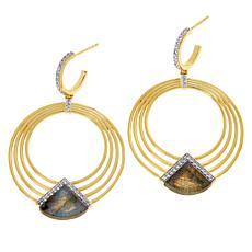 Rarities Gold-Plated Gemstone and White Zircon Drop Earrings