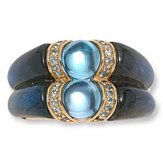 Rarities Gold-Plated Labradorite and Sky Blue Topaz Double Gem Ring