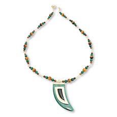 Rarities Gold-Plated Malachite and Multigem "Horn" Necklace