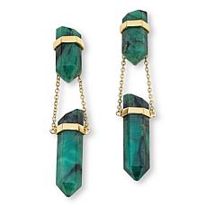 Rarities Gold-Plated Raw Emerald Obelisk Drop Earrings