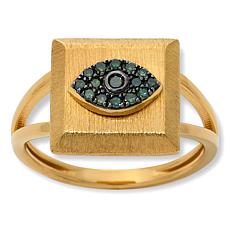 Rarities Gold-Plated Sterling Silver Pavé Diamond Talisman Ring