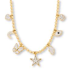 Rarities Gold-Plated White Zircon and Sapphire Charm Necklace