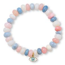 Rarities Multicolor Opal Bead Stretch Bracelet with Charm 