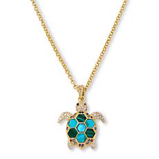 Rarities Multigemstone Turtle Enhancer Pendant with 18" Chain