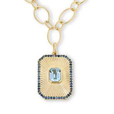 Rarities Octagonal Blue Topaz & Sapphire Gold-Plated Pendant Necklace