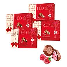RED Chocolate European Crafted 4pk Raspberry Truffle Boxes- Ships 12/1