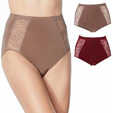 Rhonda Shear 2-pack Seamless Brief Panty with Lace Inset