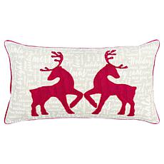 Rizzy Home Cable Knit Deer 14" x 26" Holiday Decorative Throw Pillow