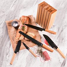 Ron 6-piece Knife Block Set with Wood Handles