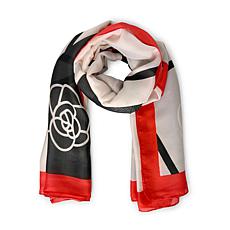 Rose and Stem Faux Silk Scarf