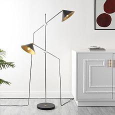 Safavieh Dwyer Black and Chrome Floor Lamp 67.5"H