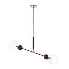 Safavieh Rocky 2-Light Extendable Pendant, Dark Walnut/Nickel