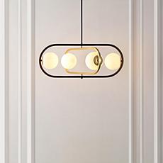 Safavieh Urbana 4-Light Black and Brass Pendant, 26.75"
