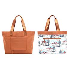 Samantha Brown Reversible Solid/Print Tote Bag