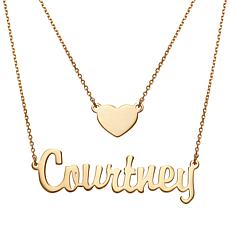 Script Name and Heart Layered Double Necklace