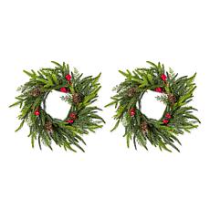 Set of 2 14" D Christmas PE Wreaths