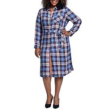 Seven7 Perfect Shirt Plaid Dress - Blue Combo