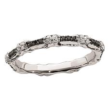 Simply Stacks™ Sterling Silver Black & White Diamond Bar Band Ring