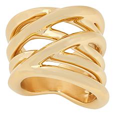 Soave Oro 14K Electroform Multirow Crisscross Ring