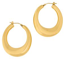 Soave Oro 14K Gold Electroform 1.5" Elongated Hoop Earrings