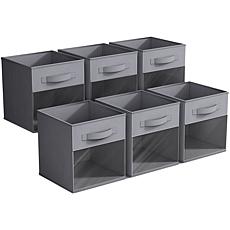 Sorbus 11" Foldable Storage Bin 6-pack with Clear Window