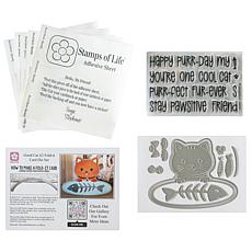 Stamps of Life Cat-Design Fold-It Card Stamp and Die Set