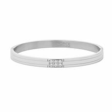 Stately Steel Cubic Zirconia Hinged Oval Bangle Bracelet