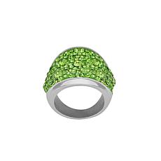 Stately Steel Green Glass Ring