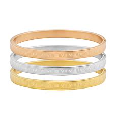 Stately Steel Roman Numerals 3-piece Bangle Set